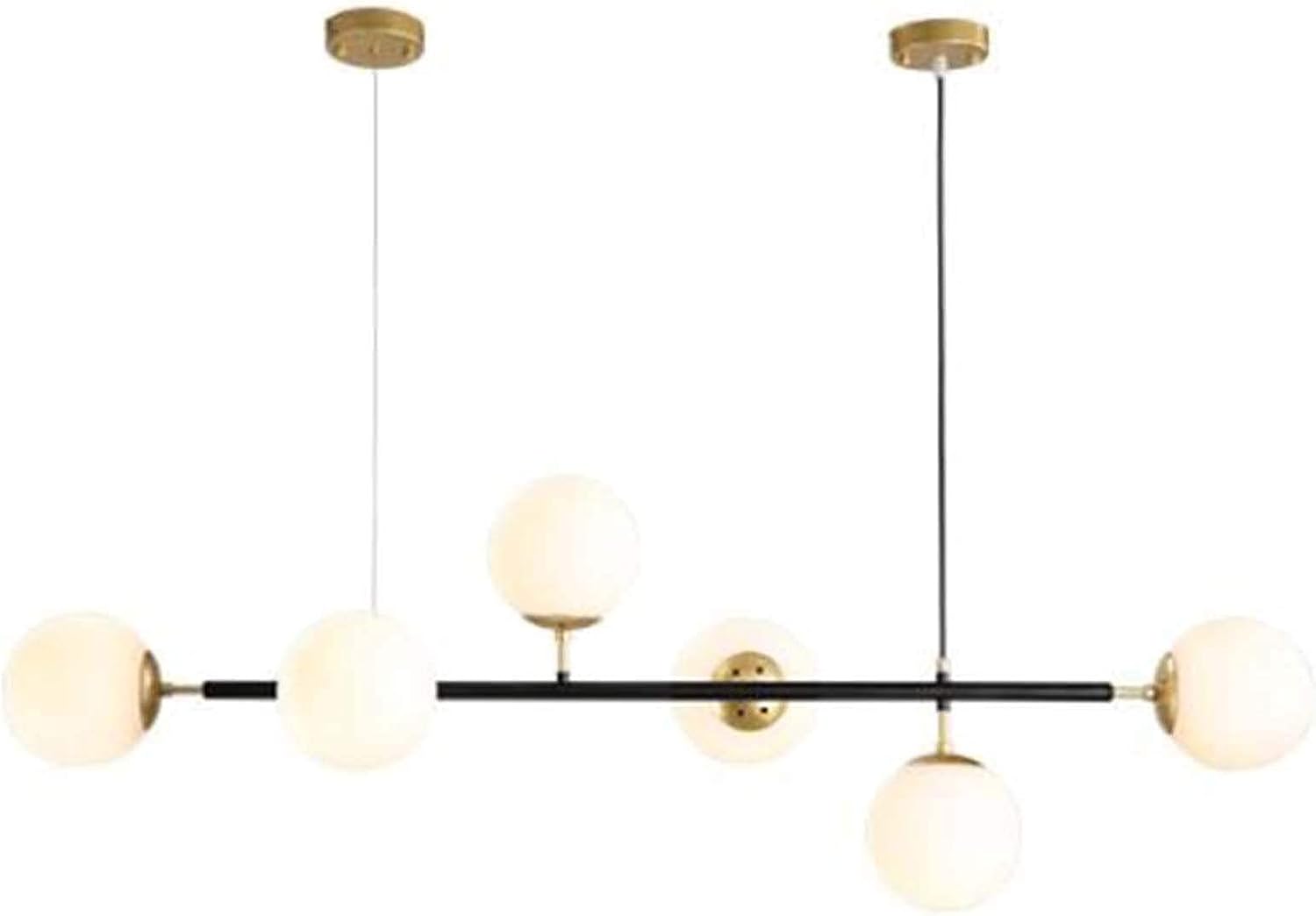 WQERLC Modern Industry Sputnik Chandelier,Decorative Chandelier,Crystal Chandelier,Modern Light Lighting,Villa Restaurant Living Room Room Lighting,Black and Milky White Glass,6 Lights
