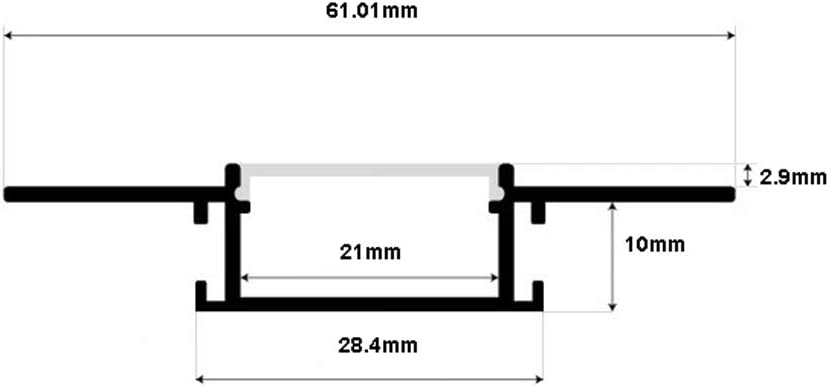 5-Pack 6.6FT/2 Meter Plaster-in Recessed Slim LED Aluminum Channel with Flange for LED Strip, Aluminium LED Profile with Clip-in Diffuser and End Caps