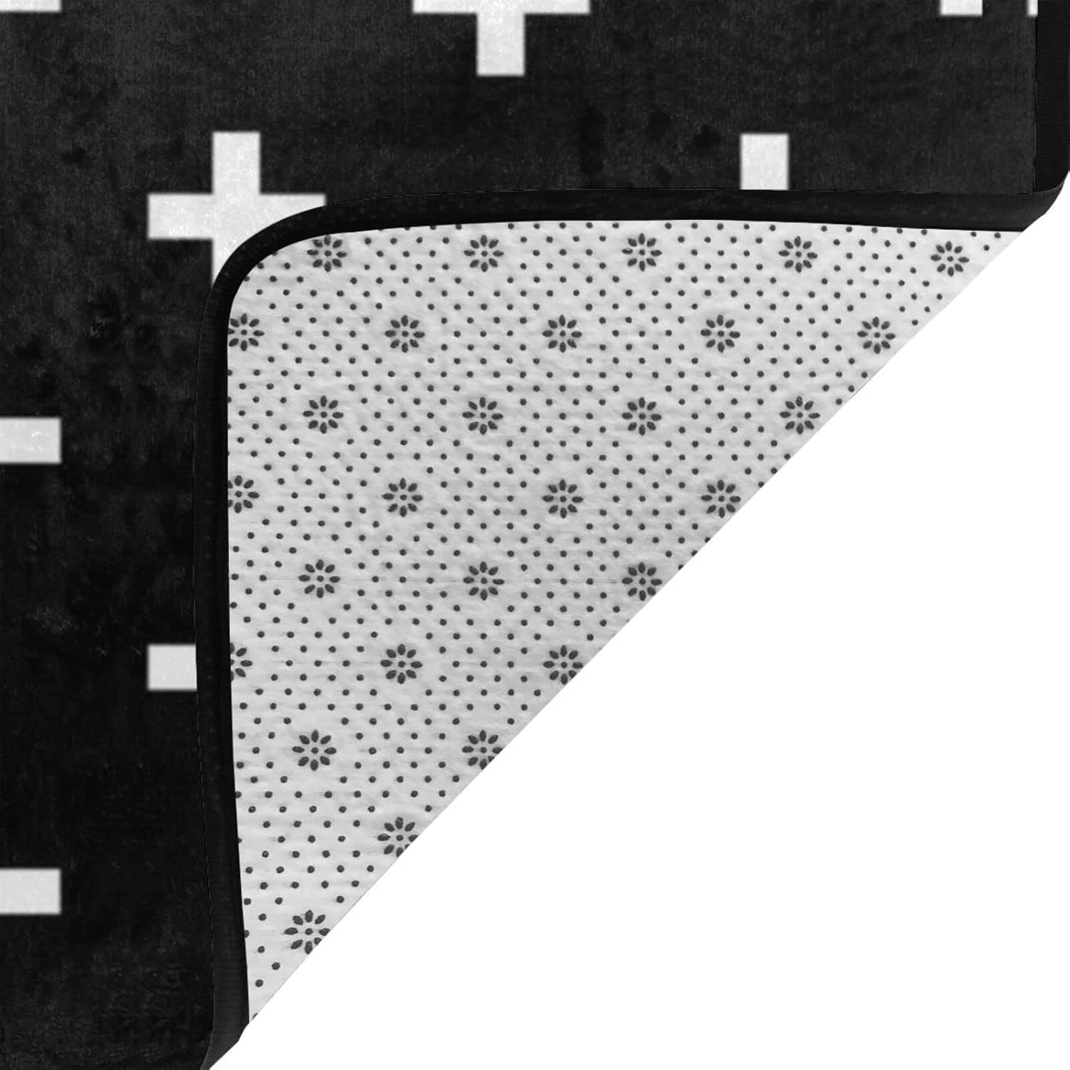 Soft Rug Comfortable Indoor Carpet, Black White Swiss Cross Black Large Area Rugs, Playing Mat for Living Room Bedroom Home Decor Nursery Floor Carpet 63 X 48 Inch