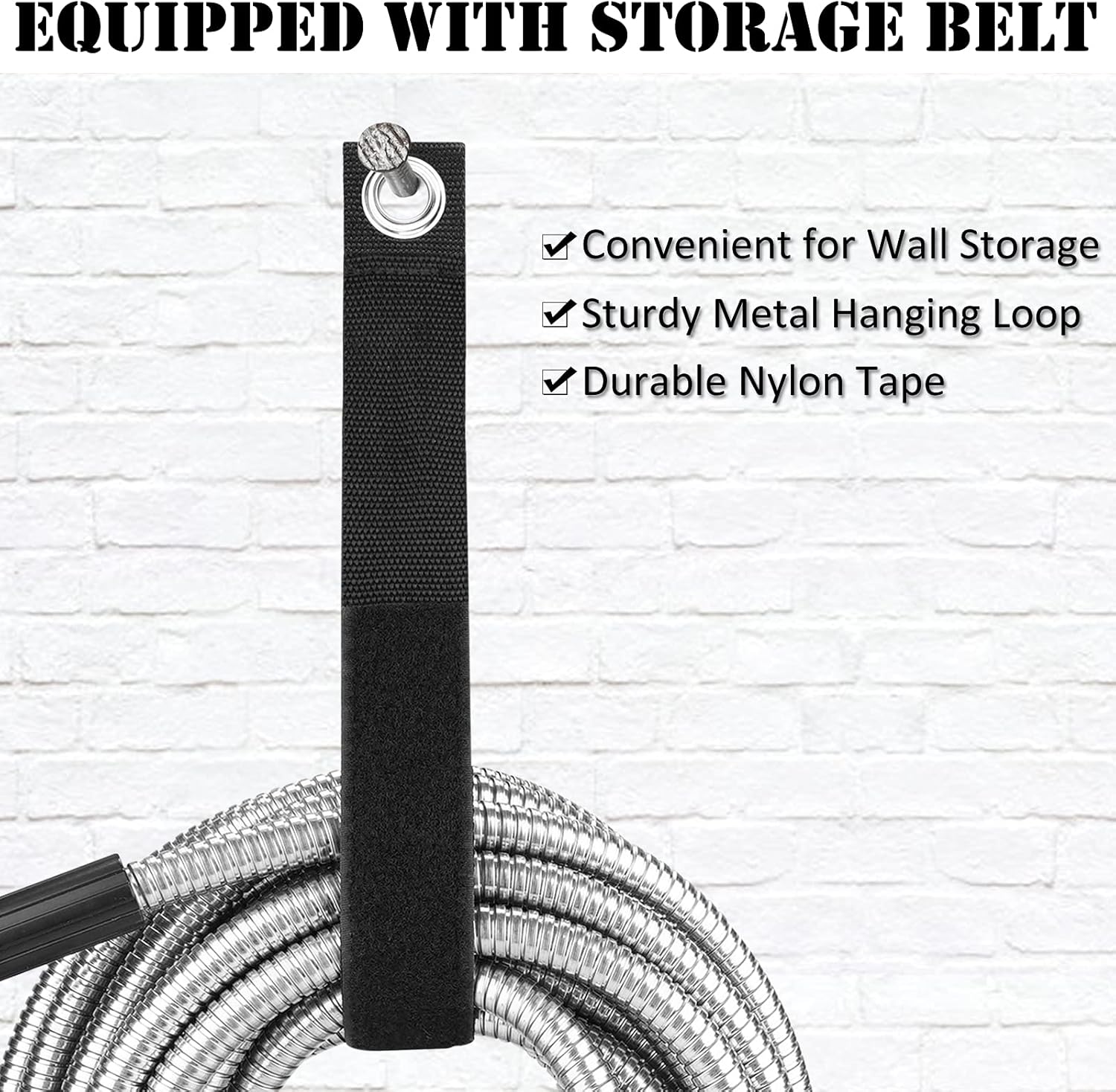 Metal Garden Hose 100ft with Super Tough and Soft Water Hose, Household Stainless Steel Hose, Durable Metal Garden Hose with Adjustable Nozzle, No Kinks and Tangles, Easy to Store with Storage Strap Pack of 2