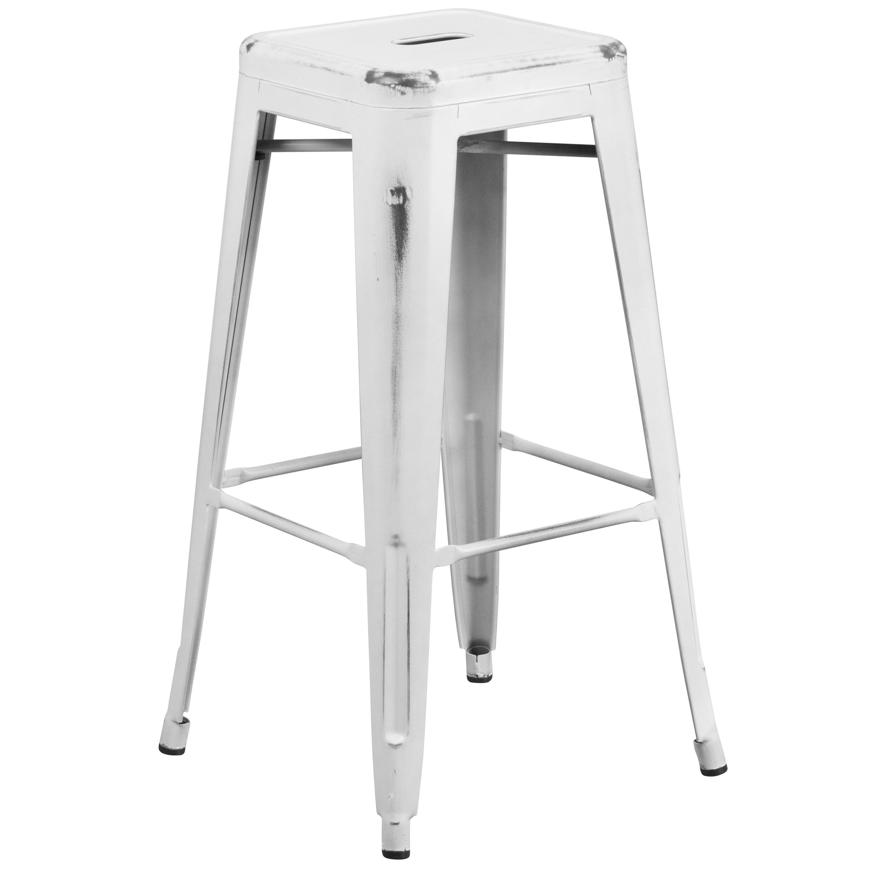Carbon Loft Walton 30-Inch High Backless Distressed Metal Indoor Barstool (Yellow)