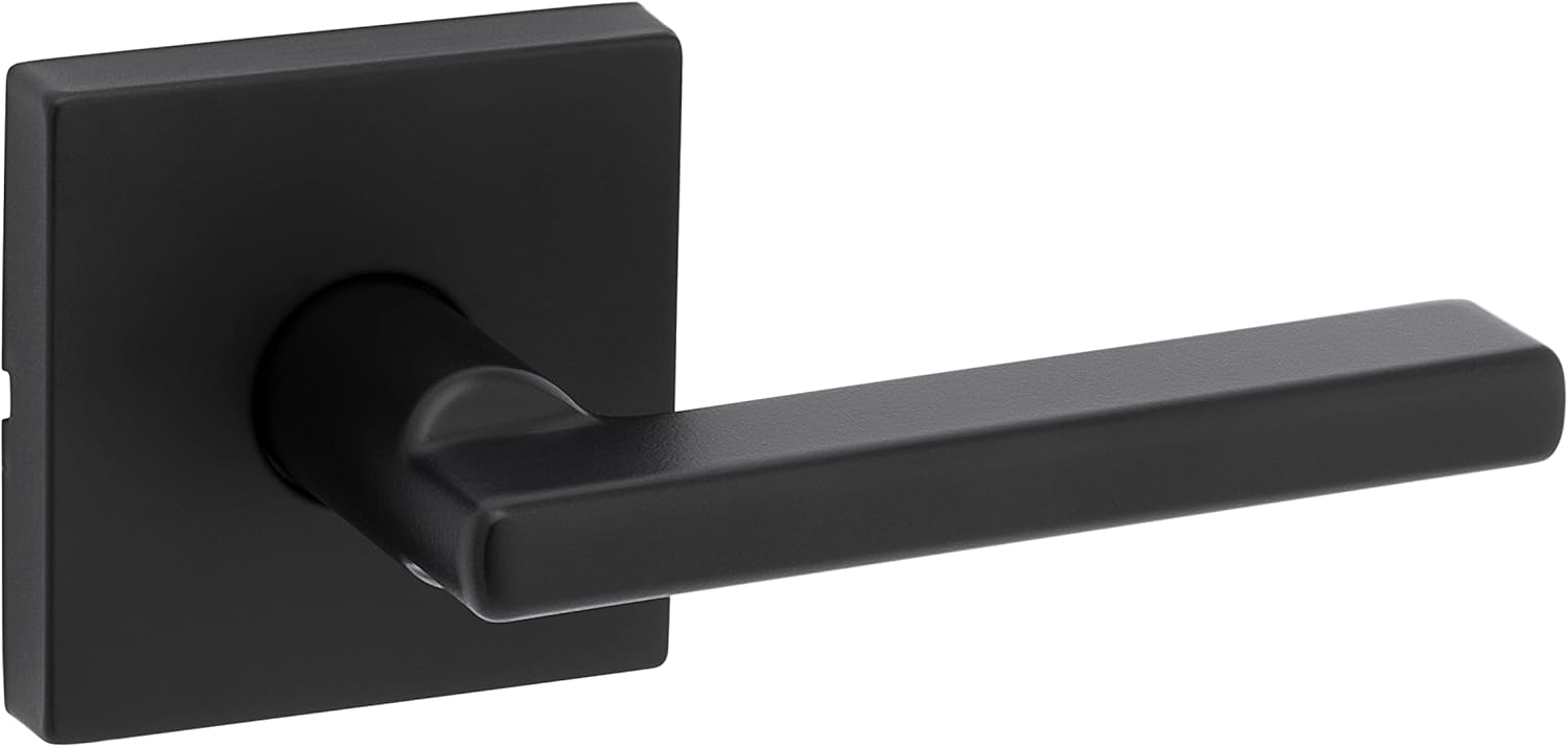 Kwikset 97200-871 Lever, Square Rose, Matte Black & 92580-030 Downtown deadbolt, Matte Black