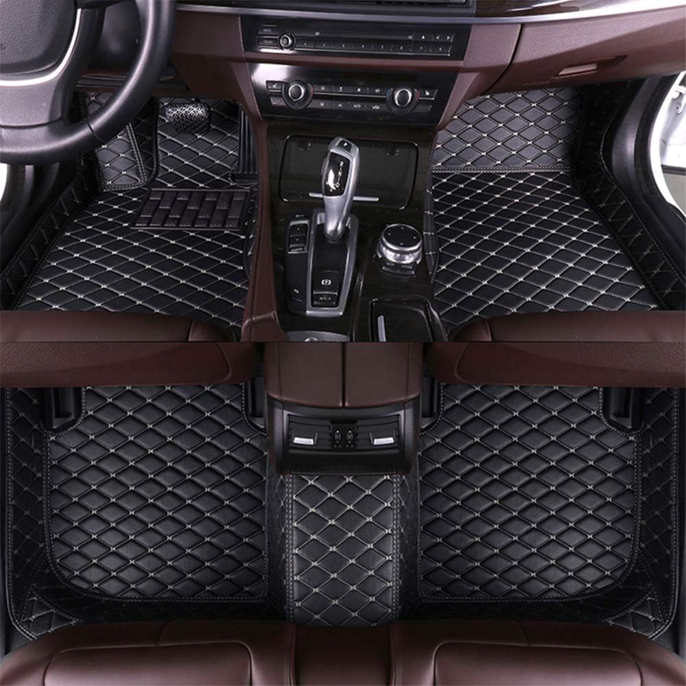 Maite Custom Car Floor Mat Fit for Le.xus RC RC200t RC250 RC300 RC350 2016 2017 2018 Full Surrouded XPE Leather Waterproof Carpets Mats Black with Beige Stitching