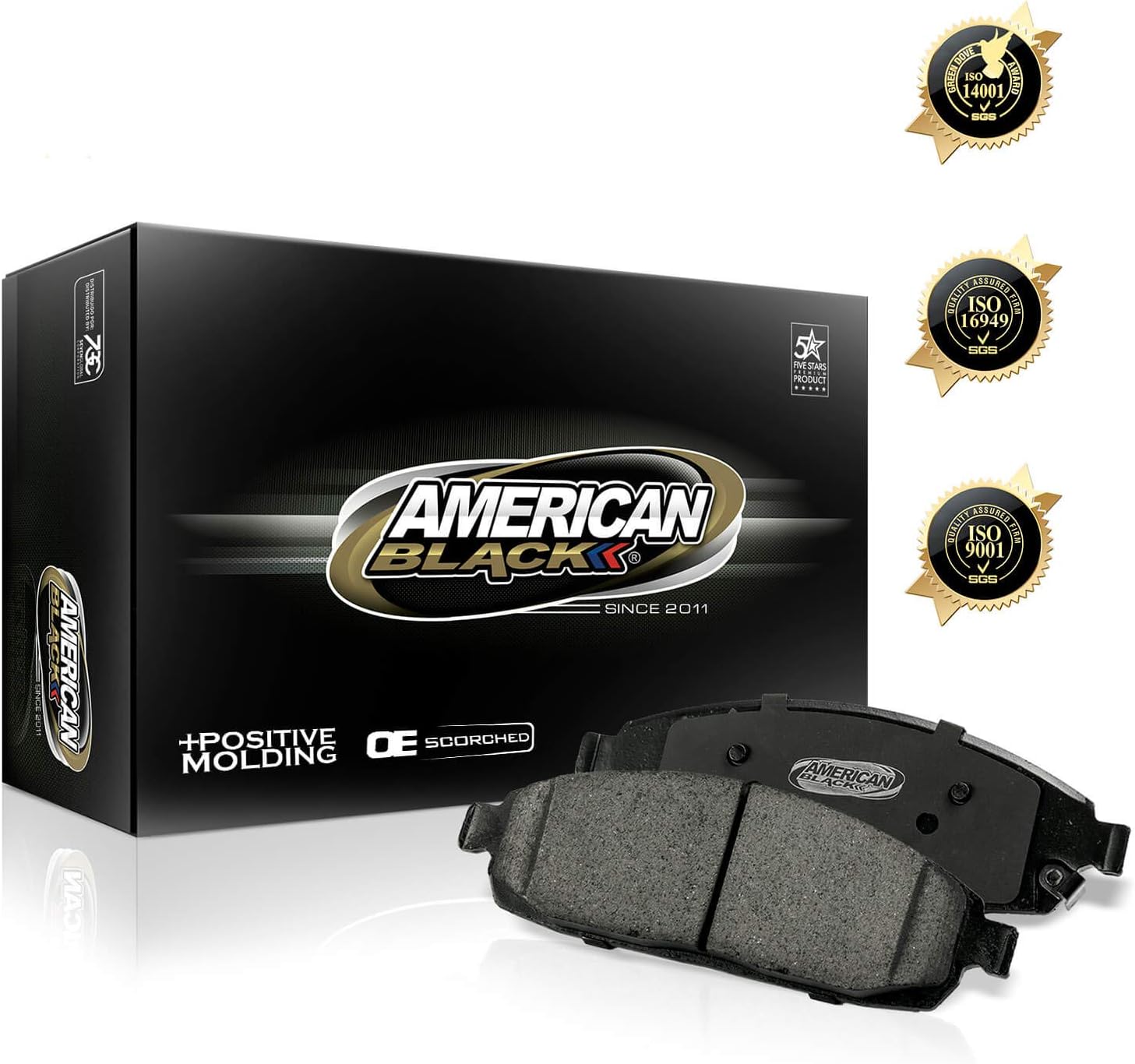American Black ABD1336C Professional Ceramic Rear Disc Brake Pads Set Compatible With Acura TSX 09-10 / Honda Accord EX 08-09 / Accord LX 08-09 - OE Premium Quality - Perfect fit, QUIET and DUST FREE