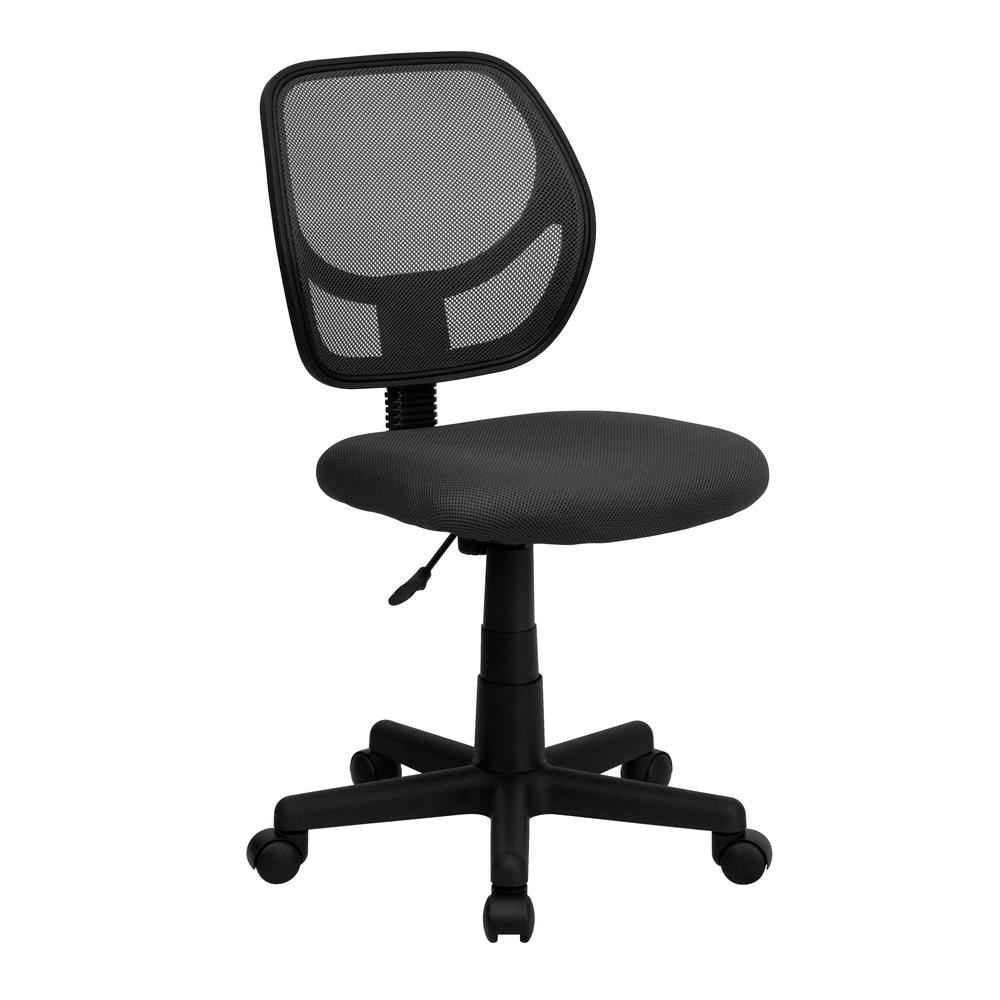 Low Back Gray Mesh Swivel Task Office Chair with Curved Square Back