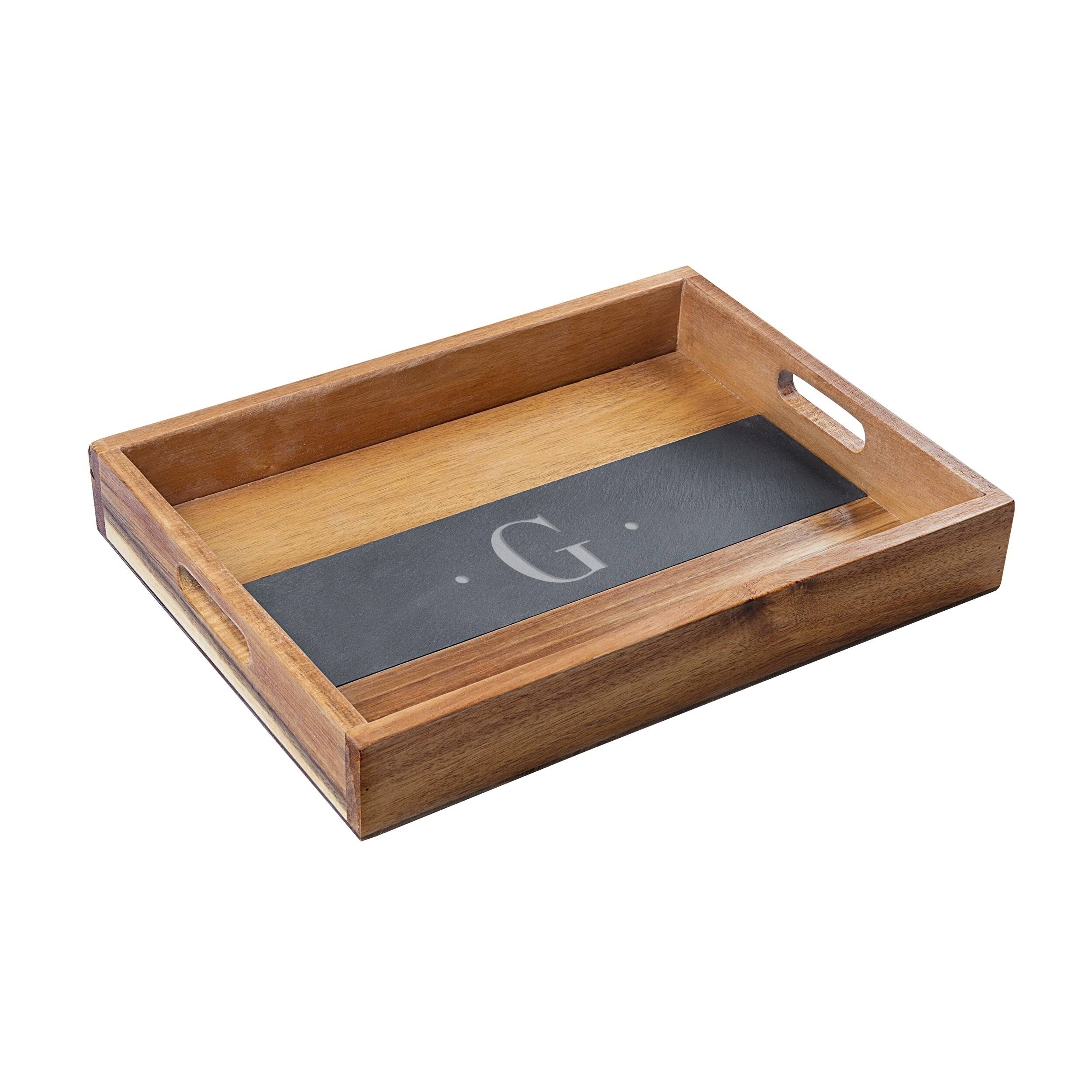 Cathy&s Concepts Personalized Acacia and Slate Tray