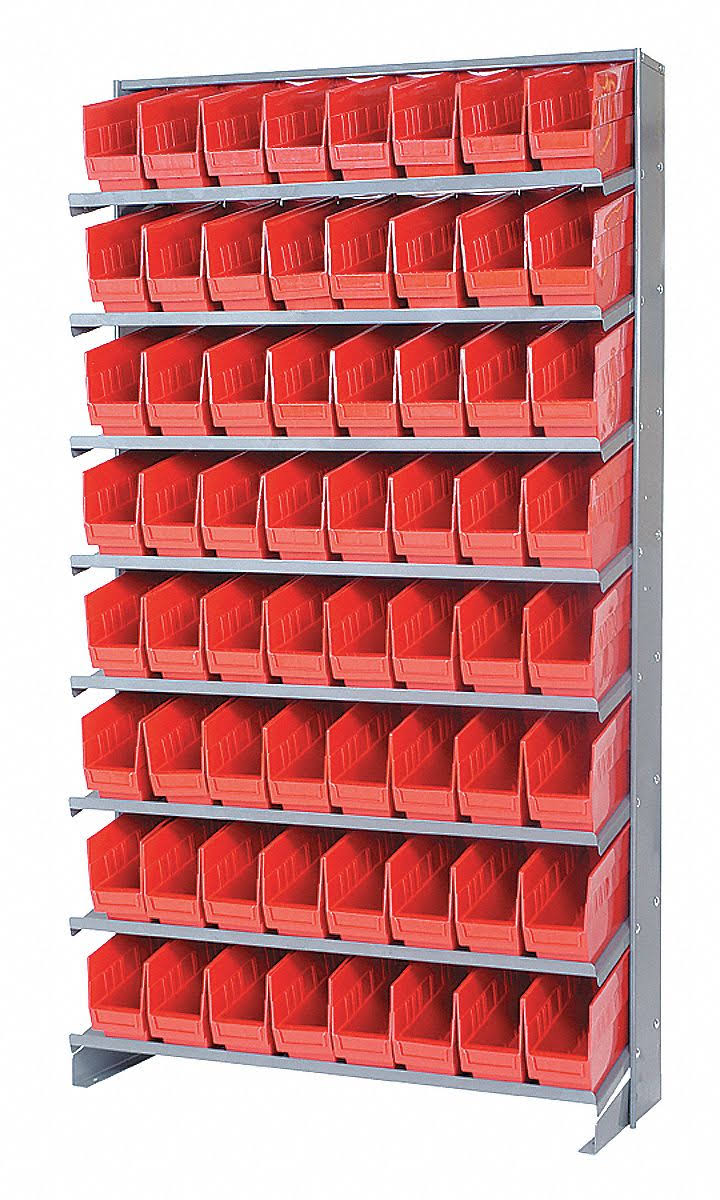 Quantum Storage Systems QPRS-201RD Pick Rack, 12Dx36Wx60H, 64 Bins, Red