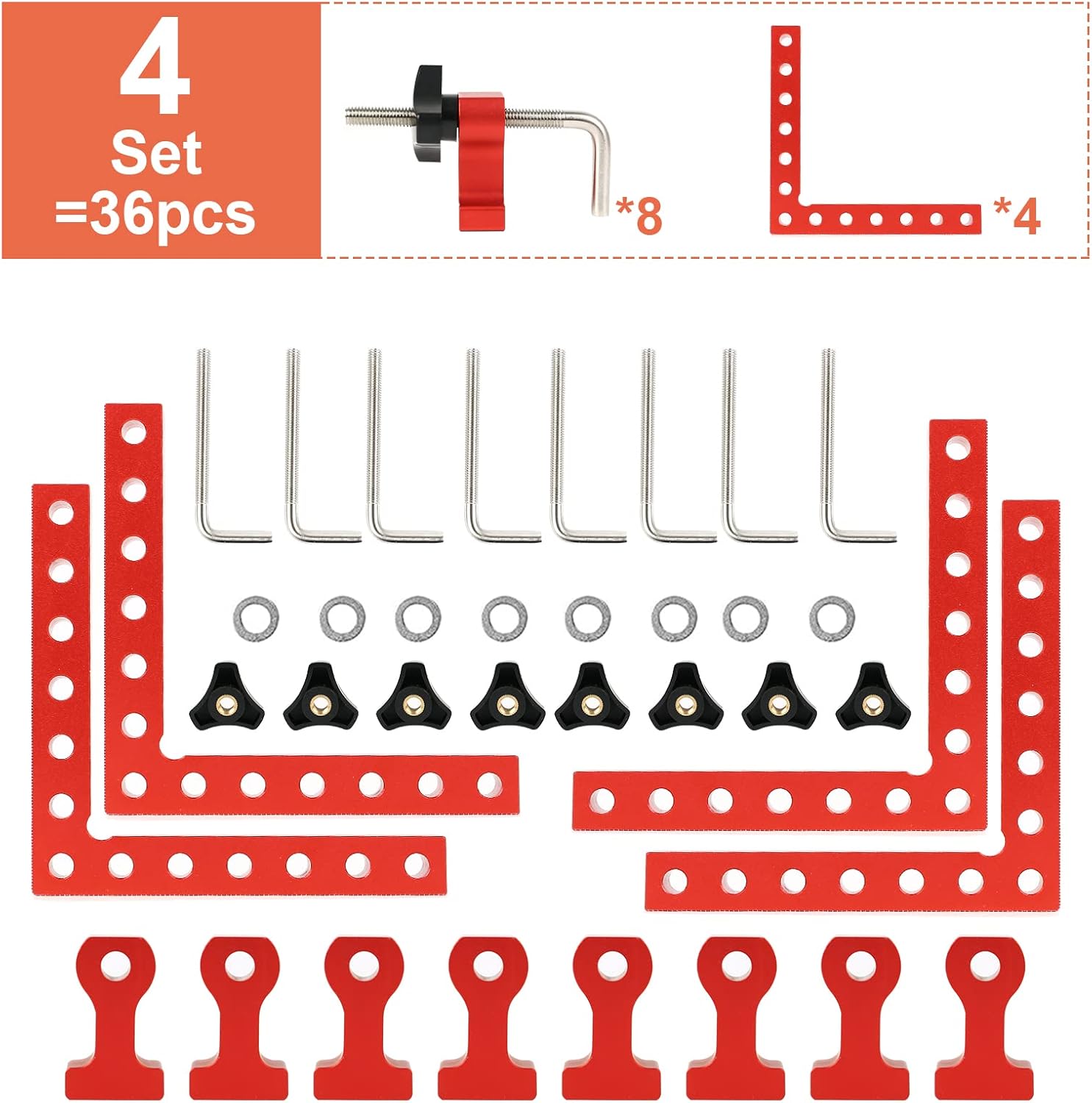 90 Degree Positioning Squares - Right Angle Clamp - Clamping Squares - 5.5 Inch Aluminum Alloy Woodworking Carpenter Corner Clamping Tool for Cabinets Drawers Picture Frame Box, 4 Pack