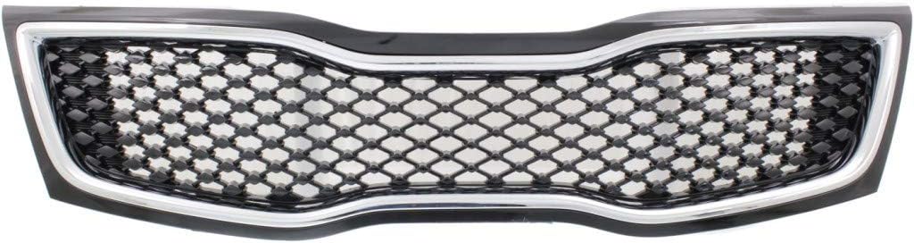 For Kia Optima Grille Assembly 2014 2015 | Black Shell & Insert | w/Chrome Molding | Plastic | CAPA Certified | KI1200161 | 863504C700