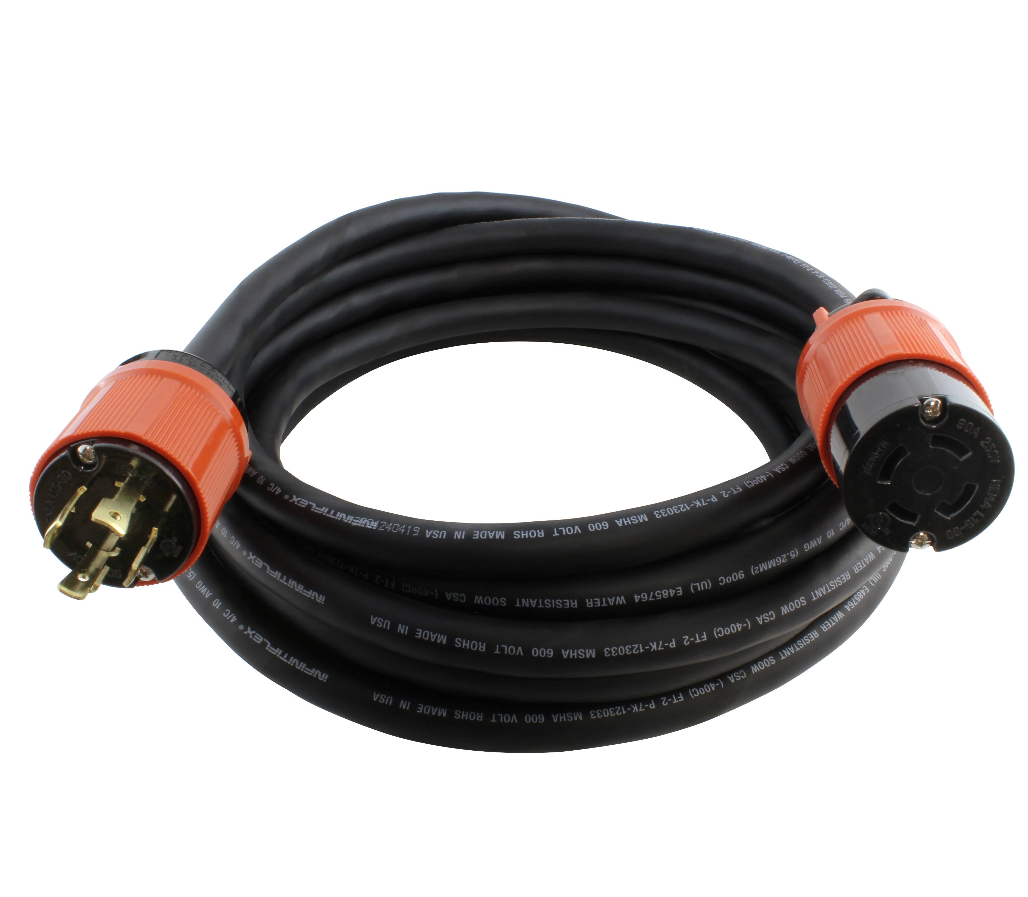 AC Works [L1530PR] SOOW 10/4 NEMA L15-30 30A 3-Phase 250V Industrial Rubber Extension Cord - 10ft