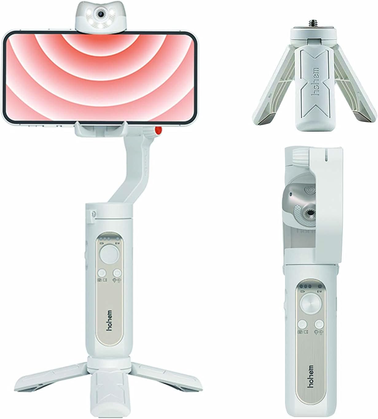 hohem iSteady V2 Gimbal Stabilizer for Smartphone,3-Axis Handheld Professional Video Stabilizers with Grip AI Tracking Type-C Reverse Charging Adjustable LED Video Light for Vlog Live YouTube TikTok