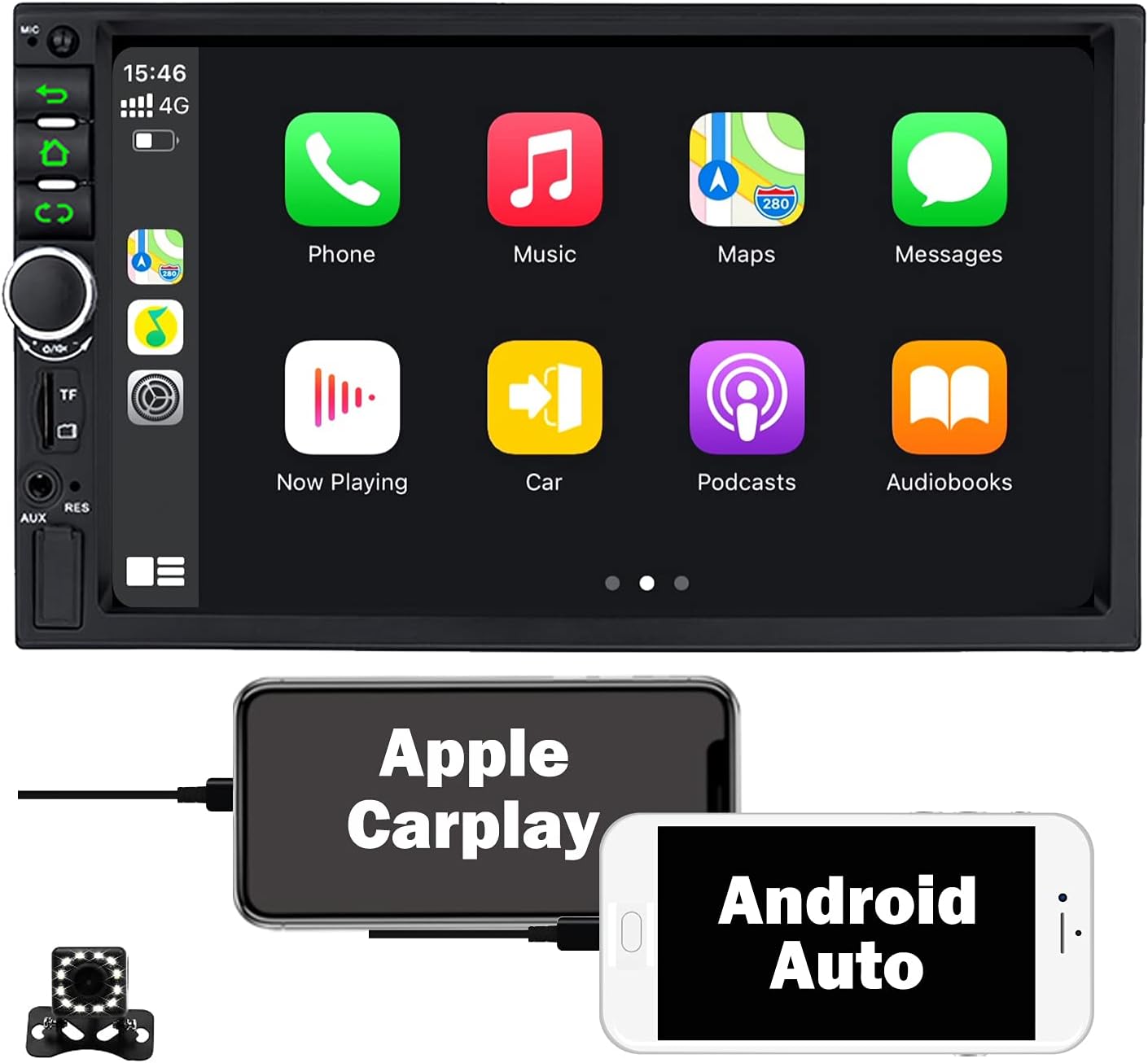 Binize Car Stereo Double Din Compatible with Carplay Android Auto 7 Inch Touch Screen Indash HD Car Radio MP5 Player with Bluetooth,Support FM,AM,Mirror/Backup Camera Input/AUX-in Port/USB Port