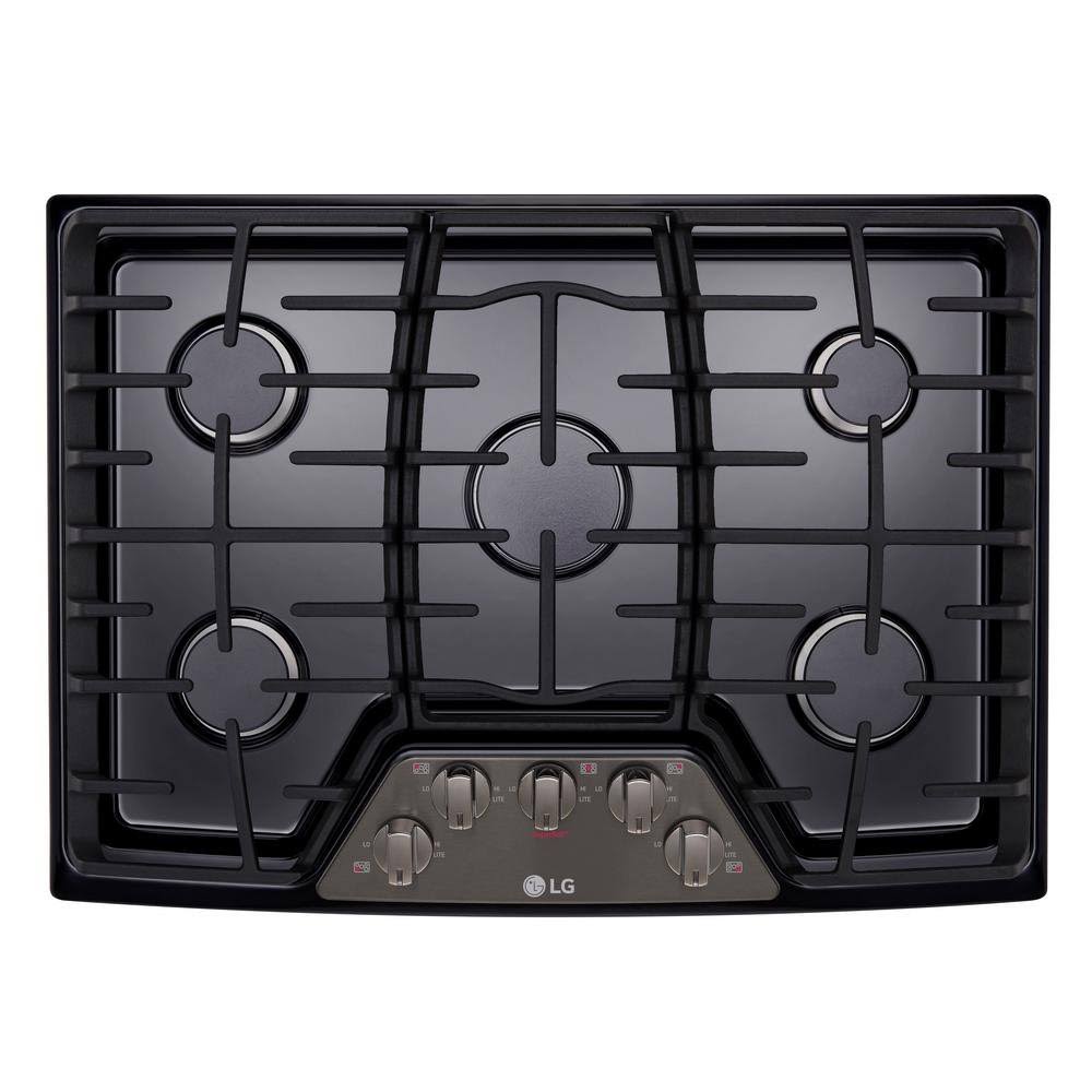 LG - 30x22 Gas Cooktop - Black Stainless Steel