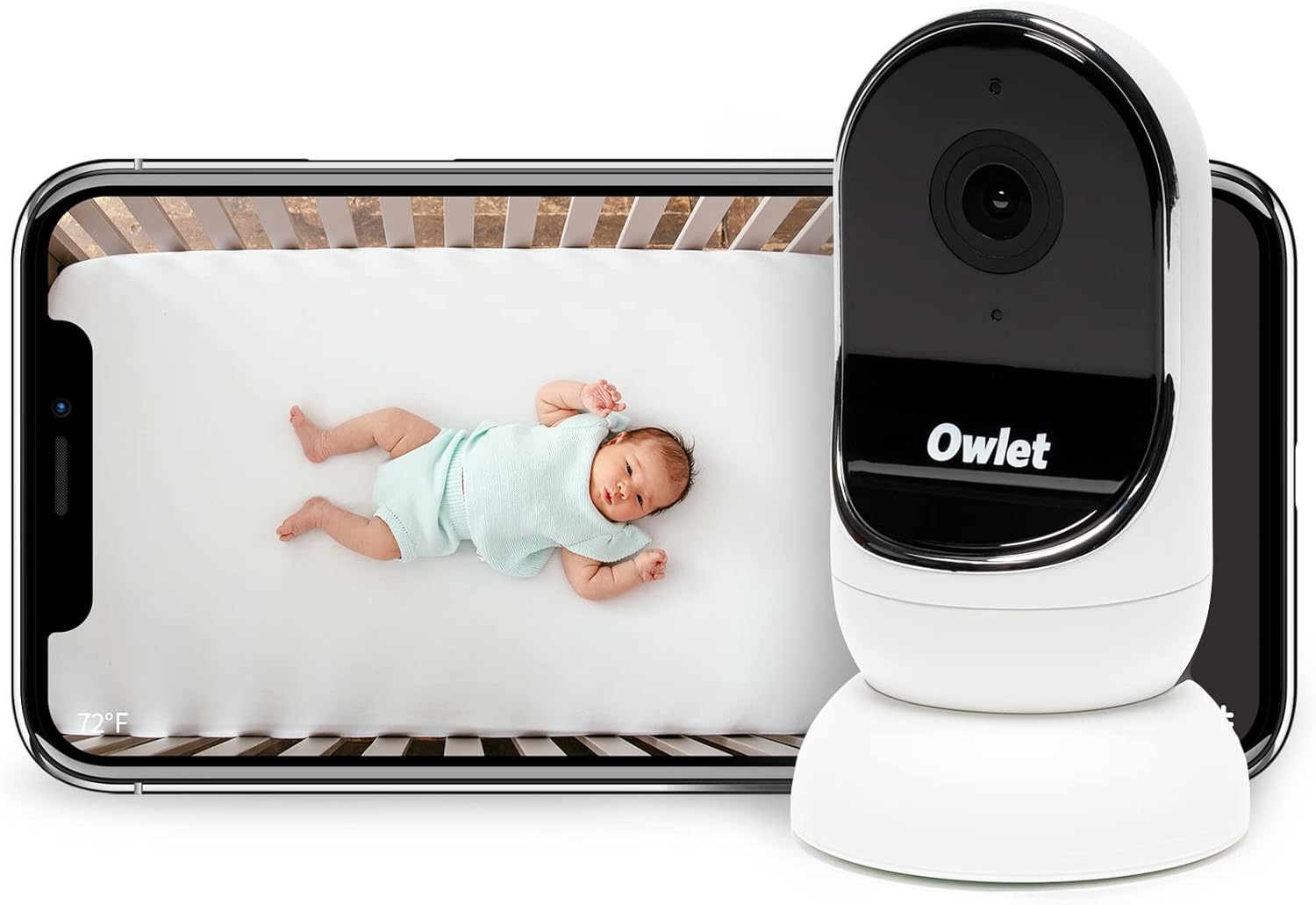 Owlet Cam Smart Baby Monitor - HD Video Monitor with Camera, Wide Angle Lens, Audio and Background Sound, Encrypted WiFi, Motion and Sound Notifications, Humidity, Room Temp, Night Vision, 2-Way Talk