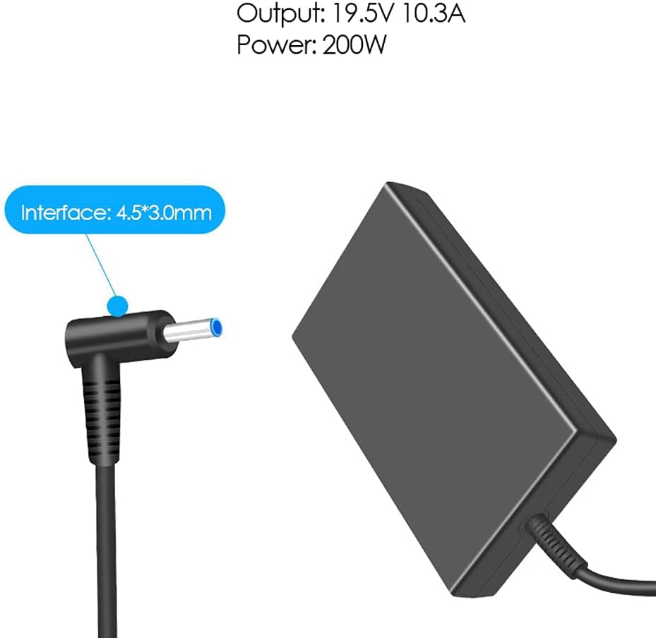 200W AC Charger Fit for HP OMEN 15 15t 17 17t ZBook 15 17 G5 G6 G7 G8 TPN-DA10 L00818-850 L00895-003 ADP-200HB B W2F75AA Gaming Laptop Power Supply Pack of 2