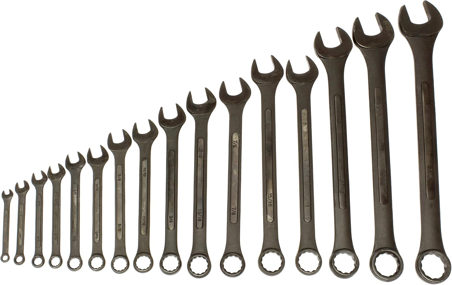 ABN Combination Wrench Set &ndash; 16 Pc Raised Panel SAE Wrench Set with Wrench Roll Up Pouch, Black Spanner Wrench Set