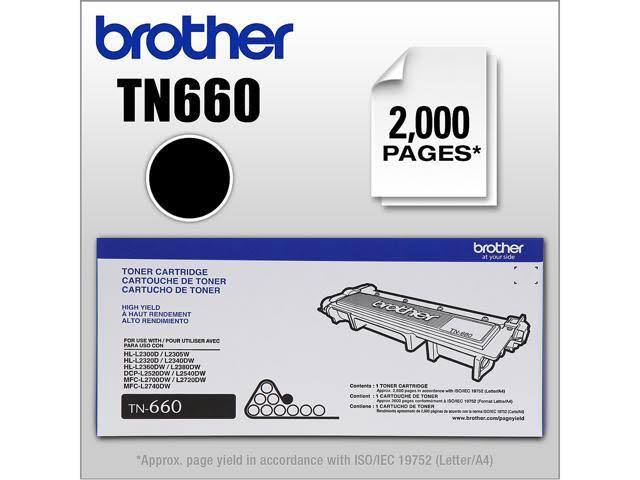 Brother TN660 High Yield Toner Cartridge - 2 Pack - Black