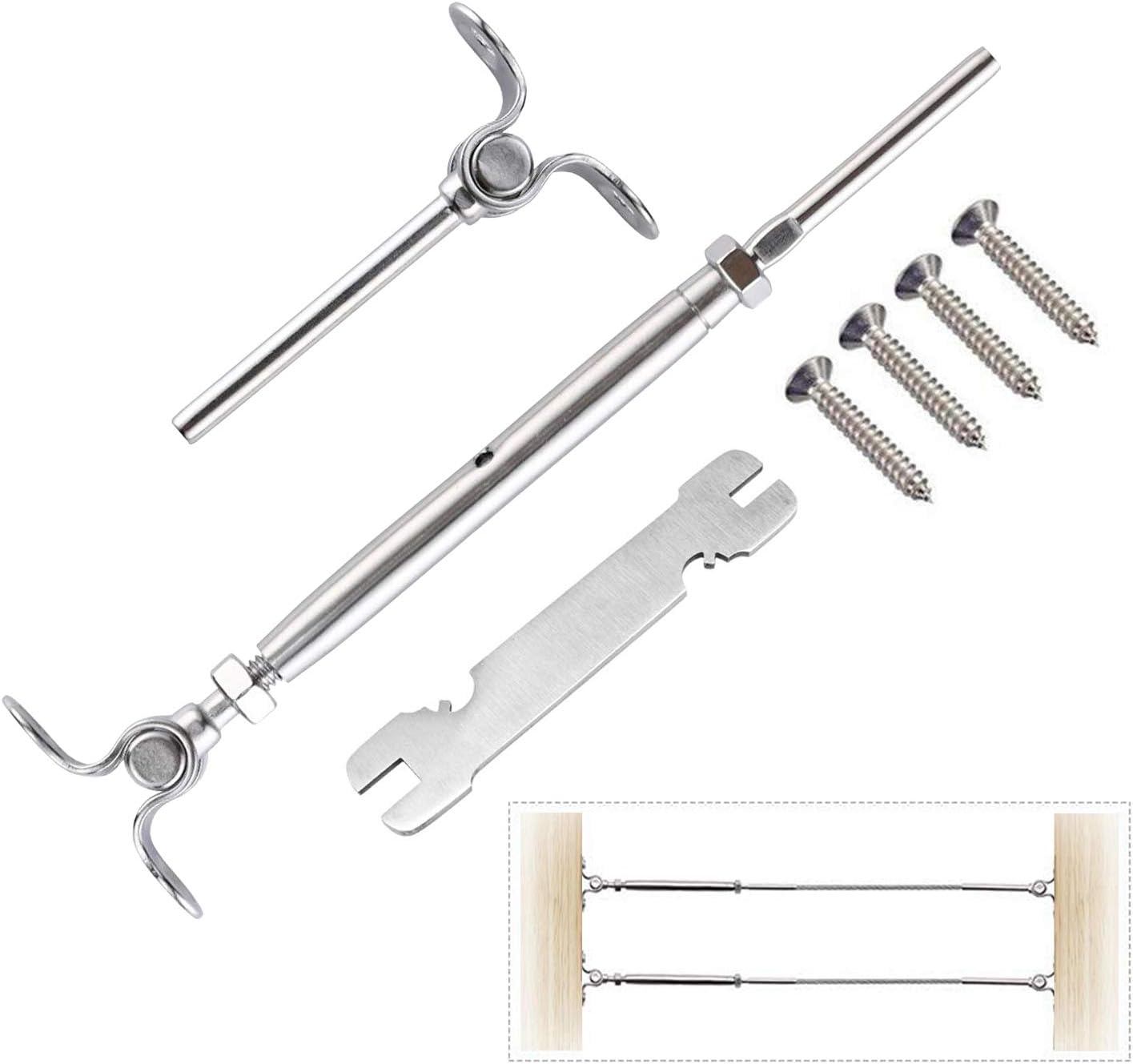 CKE 12 Pack T316 Stainless Steel Cable Railing Kits Fit 3/16