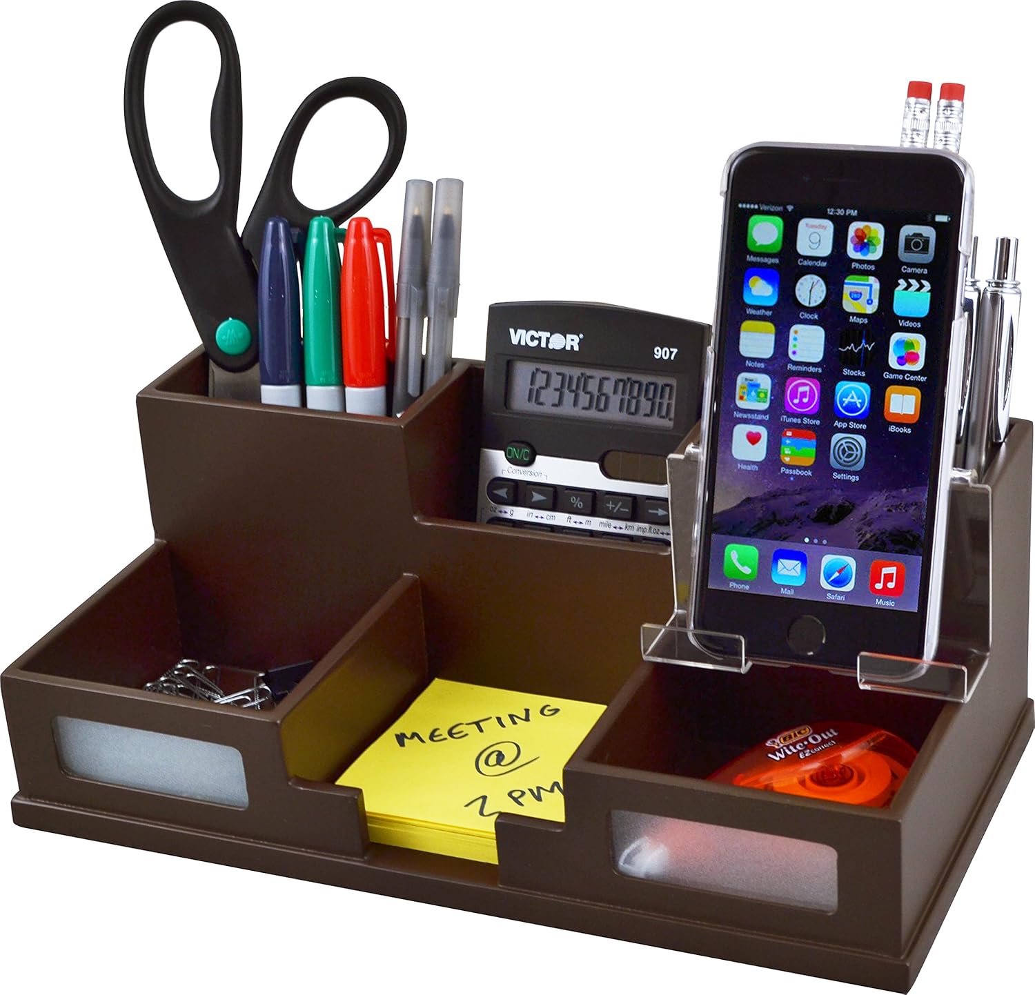 Victor Desk Organizer with Smart Phone Holder, Mocha Brown, B9525 Pack of 2