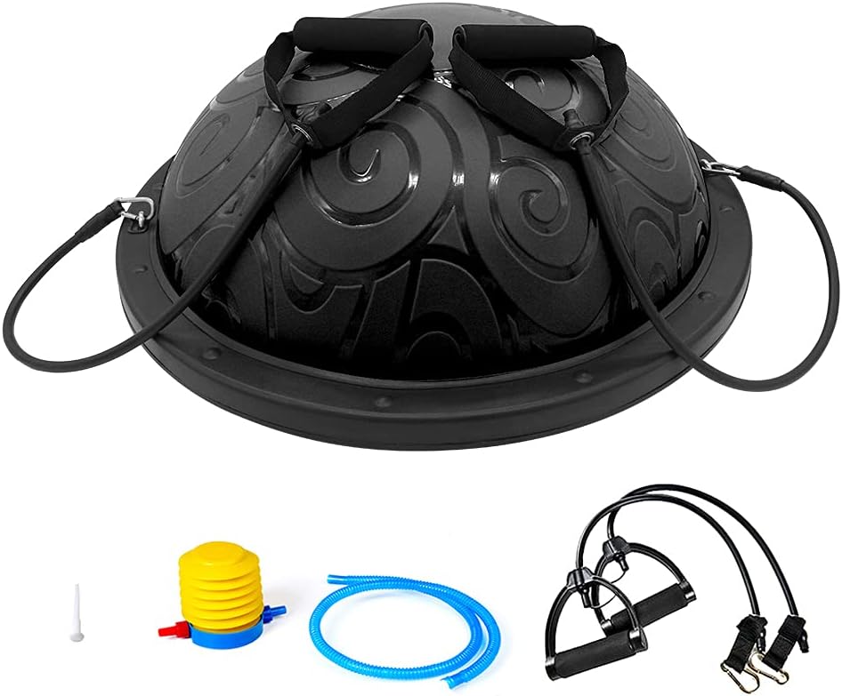 Ativafit Half Ball Balance Trainer with Straps Yoga Balance Ball Anti Slip for Core Training Home Fitness Strength Exercise Workout Gym Pack of 2
