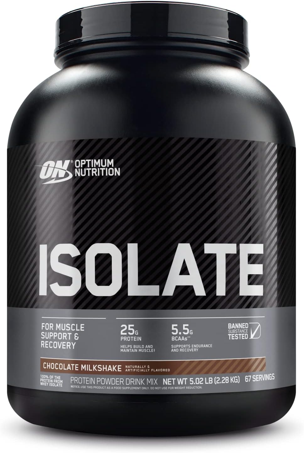 Optimum Nutrition Whey Protein Isolate, Chocolate Shake Flavor, 5.02 Pound Pack of 2