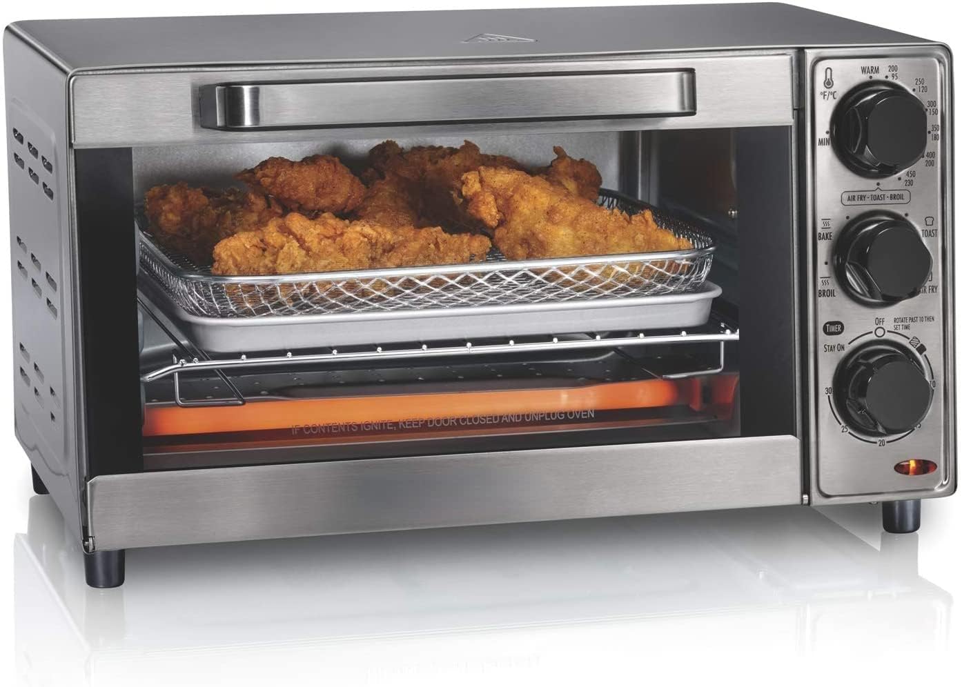JJH Air Fryer Countertop Toaster Oven, Fits 9? Pizza, 4 Slice Capacity, Powerful Circulation, Auto Shutoff, Stainless Steel