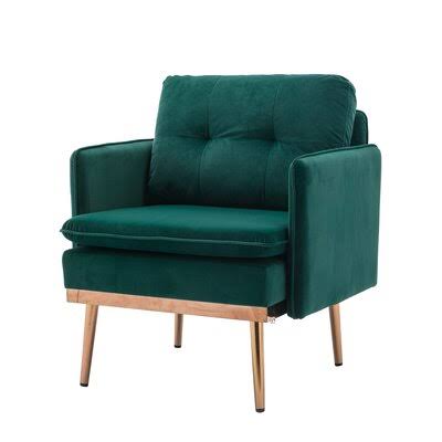 31.1'' Wide Tufted Velvet Round Arms Accent Chair Mercer41 Body Fabric: Emerald Velvet