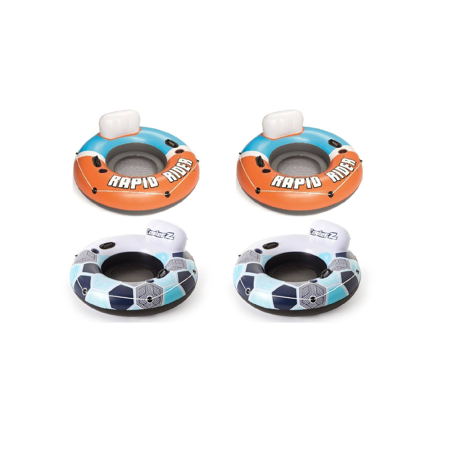 Inflatable Orange River Tube (2-Pack) and Blue River Tube (2-Pack)