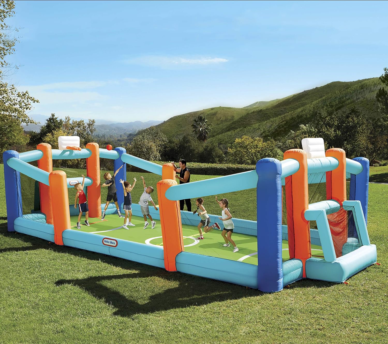Little Tikes Huge Inflatable Backyard Soccer & Basketball Court for Multiple Kids