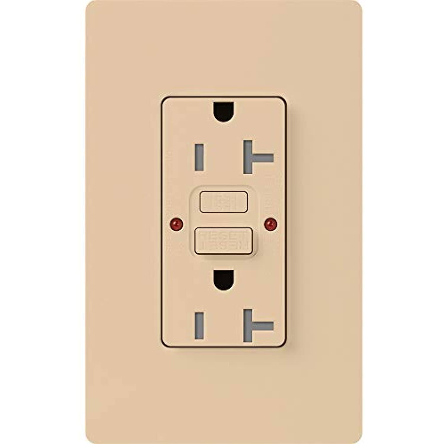 Lutron SCR-20-GFST-DS Claro Satin GFCI Receptacle 20A Tamper Resistant Desert Stone