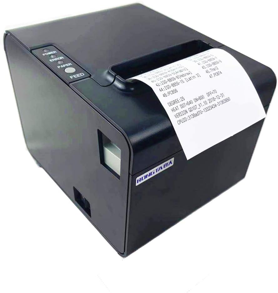 80MM POS Thermal Receipt Printer Compatible 80mm Thermal Paper Rolls - 250mm/sec High-Speed Printing with ESC/POS Print Commands.(Black) (USB)