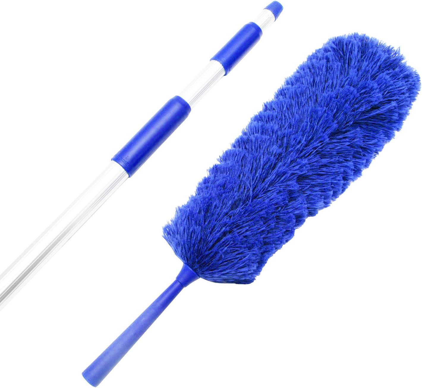 Extendable Microfiber Duster Extension Rod | Ceiling Fan Duster 20 Foot Reach | Cobweb 3-Stage Aluminum Telescoping Pole | Lightweight Webster Telescoping Cleaning Tool | U.S. Duster Co.