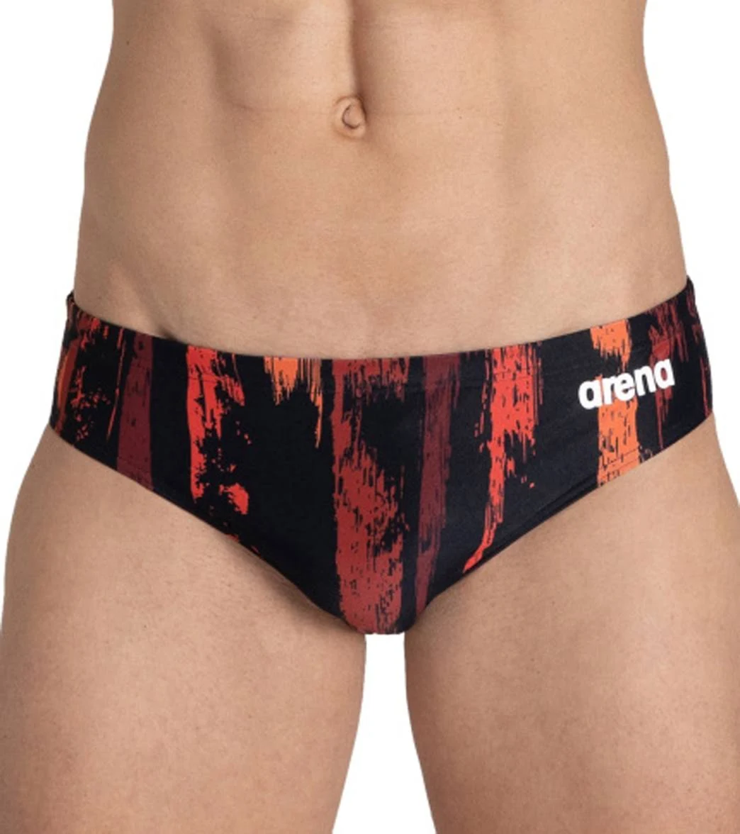 Arena Man Team Painted Stripes Swim Brief Black-Multi Red 34