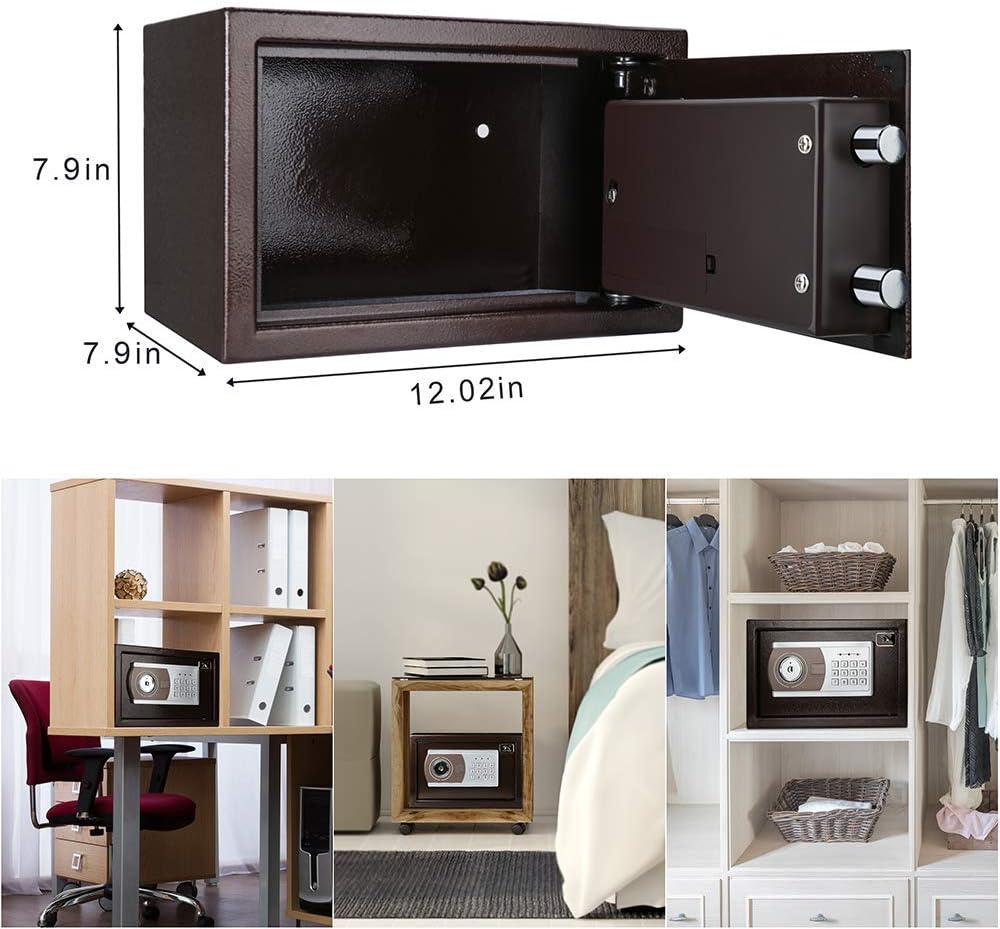 TIGERKING Personal Safe Security Digital Lock Box Key Combination Code Safe Box Steel Money Box Electronic Small Safes for Home, Office, Hotel Pack of 2