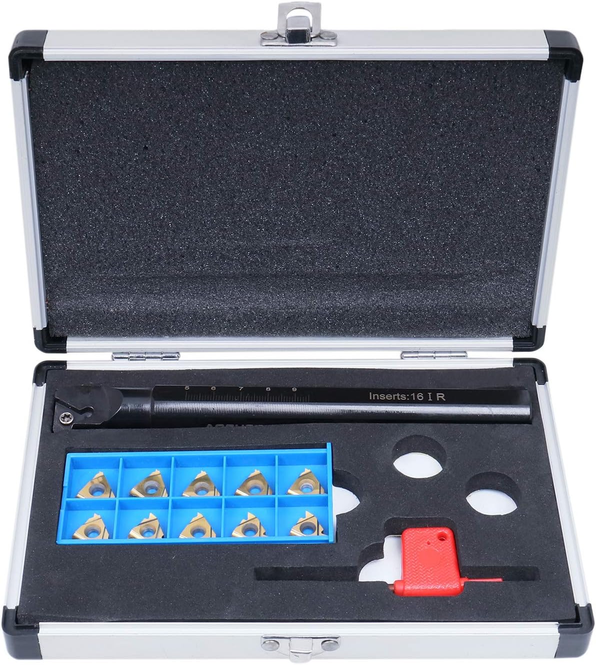 Accusize Industrial Tools 3/4'' Shank Indexable Thread Tool Set, 12Pcs Un Internal Thread Right, 0028-0284