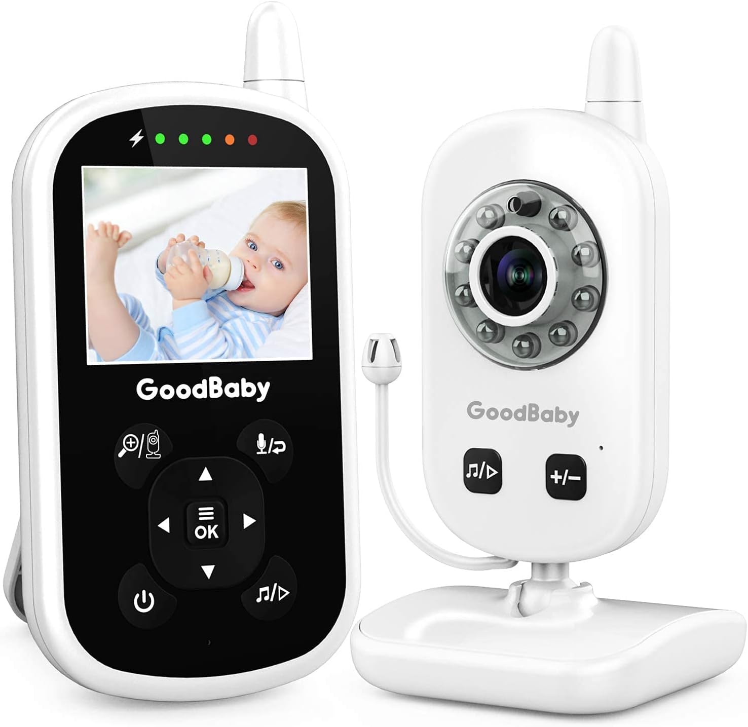 Video Baby Monitor with Camera and Audio - Auto Night Vision,Two-Way Talk, Temperature Monitor, VOX Mode, Lullabies, 960ft Range and Long Battery Life (version2) Pack of 2