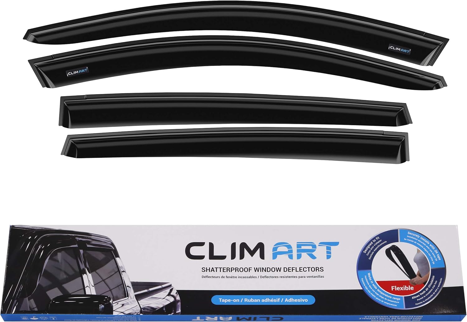 CLIM ART Incredibly Durable Rain Guards for Toyota RAV4 2013-2018 SUV, Original Tape-on Window Deflectors, Vent Deflector, Vent Window Visors for Cars, Dark Smoke, Car Accessories, 4 pcs- 413014 Pack of 2