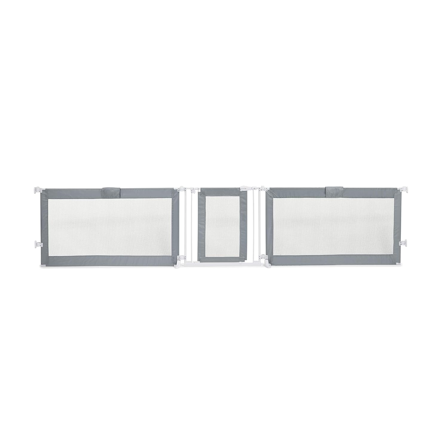Summer Custom Fit Walk-Thru Extra Wide Baby Gate, Stylish Grey Mesh – 30” Tall, Fits Openings up 65” – 87” (2 panels) or 87” – 141” (3 panels), Baby and Pet Gate for Doorways Pack of 2