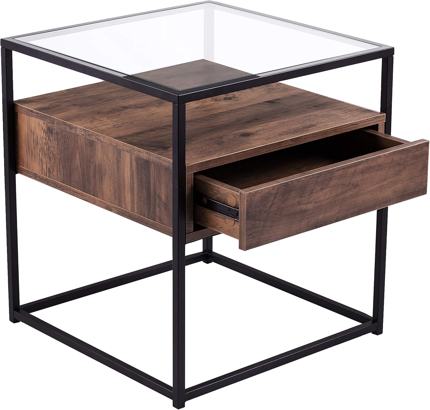 SEI Furniture Olivern End Table, Black, Natural