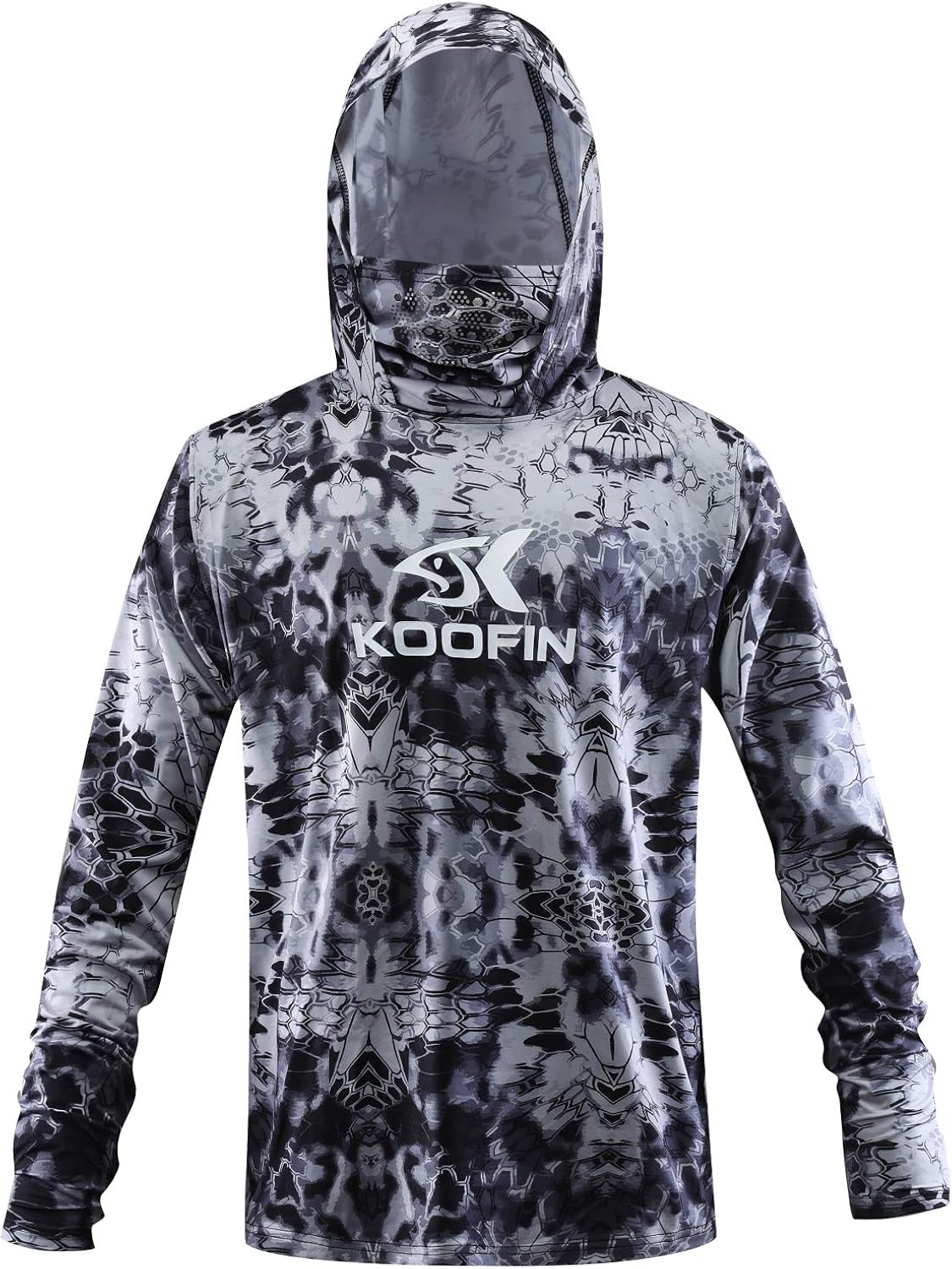 Performance Fishing Hoodie with Face Mask Hooded Sunblock Shirt Sun Shield Long Sleeve Shirt UPF50 Dry Fit Quick-Dry