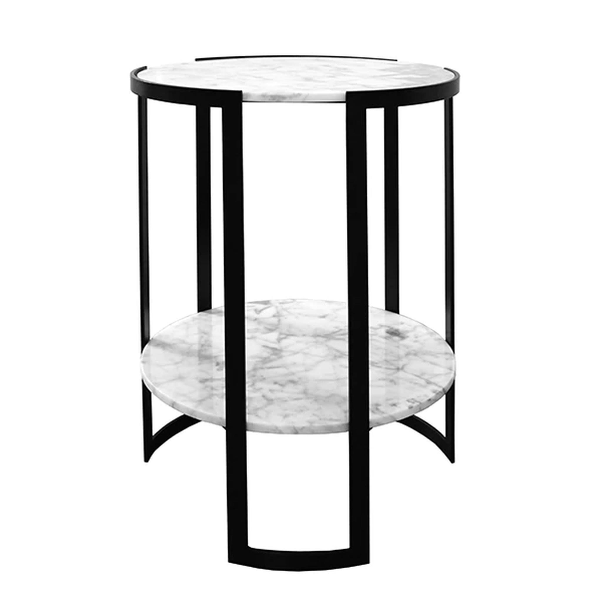 Worlds Away Edgar Marble Side Table Black