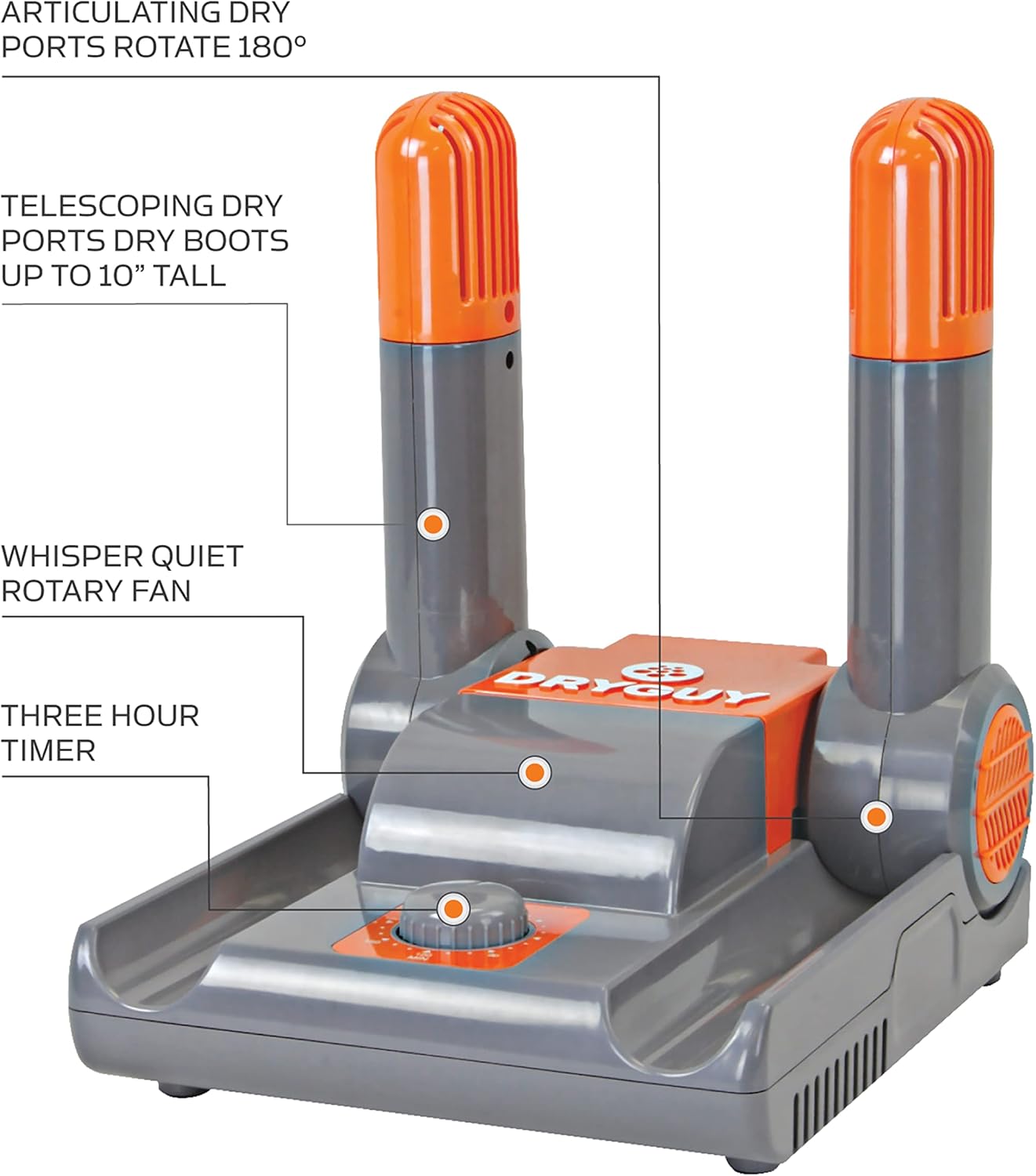 DryGuy 2207 Force Dry Boot Dryer, Shoe Dryer, & Glove Dryer with Articulating Ports for Ski Boots, Black