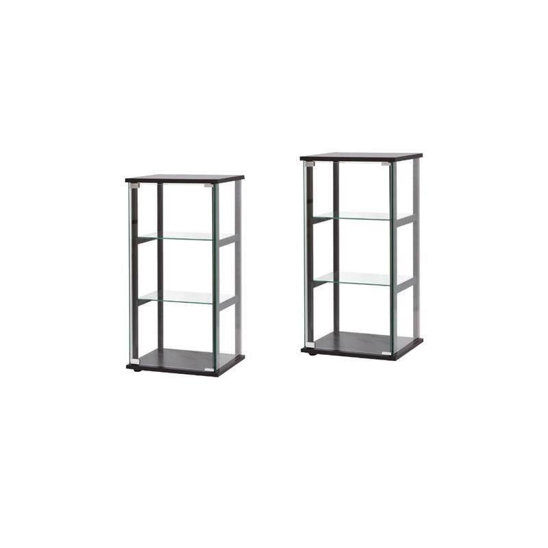 Home Square (Set of 2) Contemporary Glass Curio Cabinet in Black