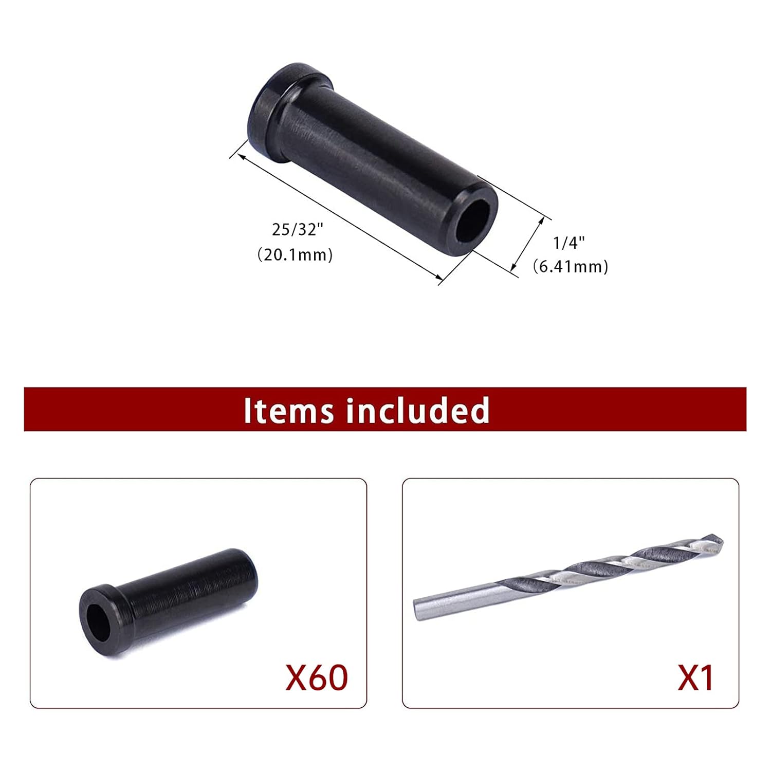 Muzata 60Pack Black Stainless Steel Protective Sleeves Cable Railing Kit Hardware for 1/8