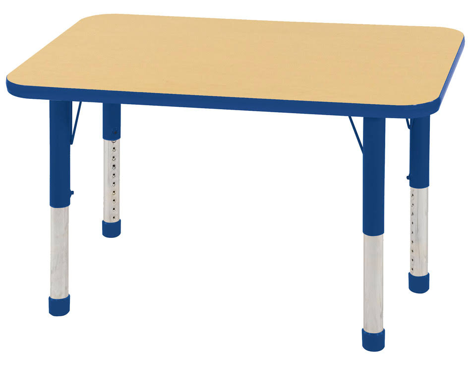 Ecr4kids 24in x 36in Rectangle Everyday T-Mold Adjustable Activity Table Maple/Blue - Chunky Leg