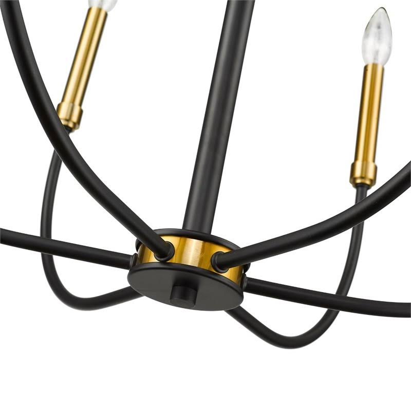 Z-Lite-479-6MB-OBR-Haylie - 6 Light Chandelier Matte Black/Olde Brass