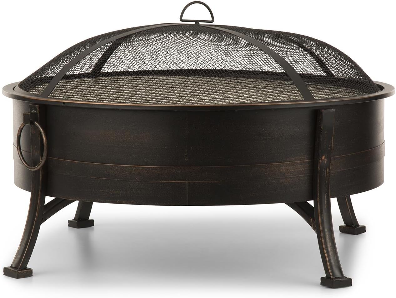 BLUMFELDT Catania 2-in-1 Fire Bowl, 32 Inch Diameter Fireplace with FireView Concept, Spark Guard, Carry Rings, Poker and Grill Grate, Heat-Resistant Lacquer, Antique Design, Charcoal or Firewood