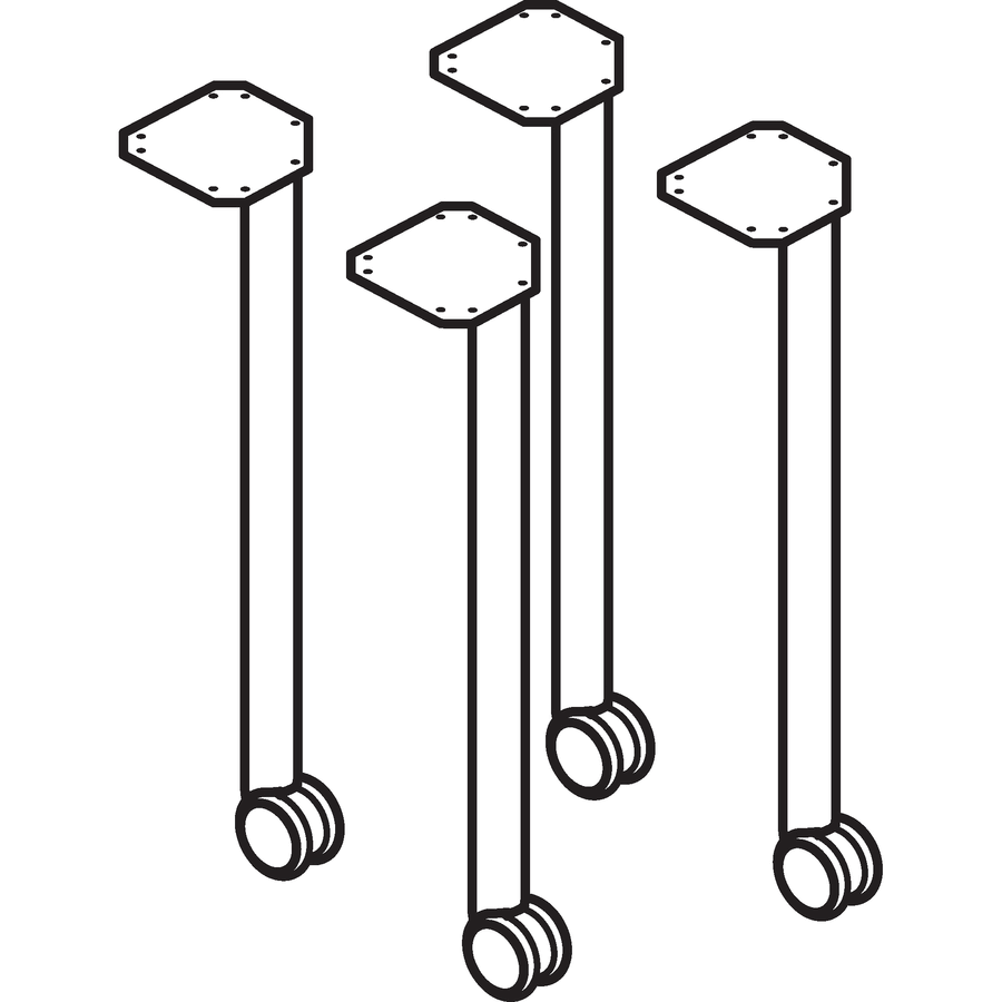 HON Post Leg Base with Casters - Black - Huddle Series