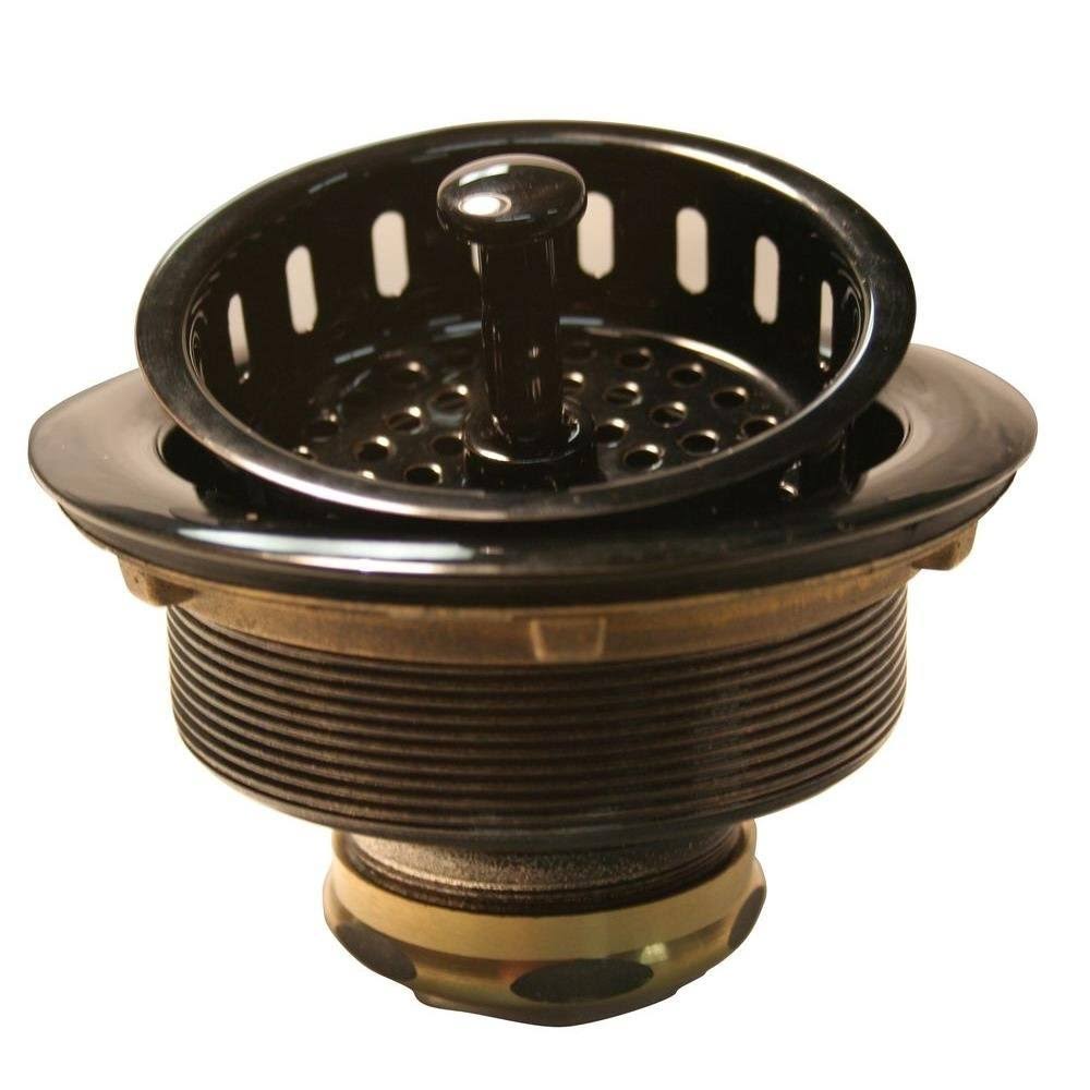 Westbrass D214-64 Post Basket Strainer, Pearl Black