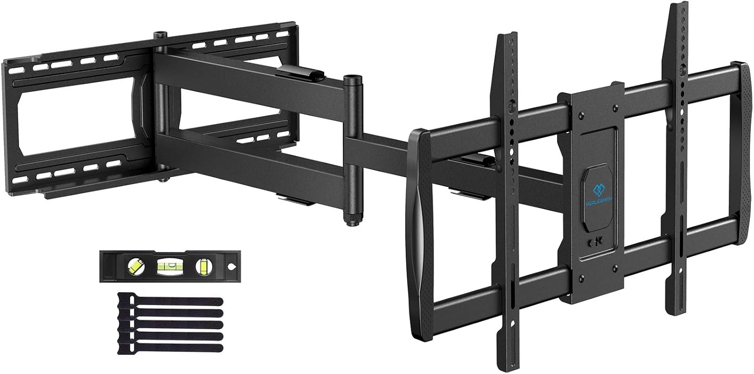 PERLESMITH Full Motion TV Wall Mount for 37-75 inch Flat Screen or Curved TVs with 42.5 inch Articulating Extension Arm, TV Bracket Swivel and Tilt, Max VESA 600x400mm, Holds up to 132lbs, PSXLF01